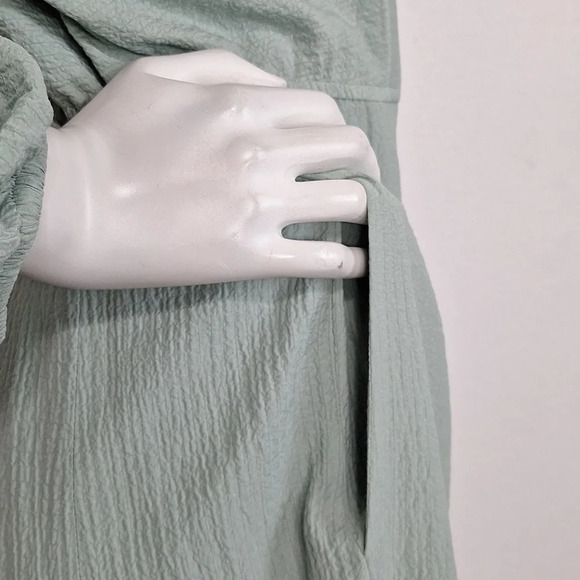 Calvin Klein Sage Green Coquette Preppy V-Neck Button Front Shirt Dress Size 4 - Picture 8 of 10